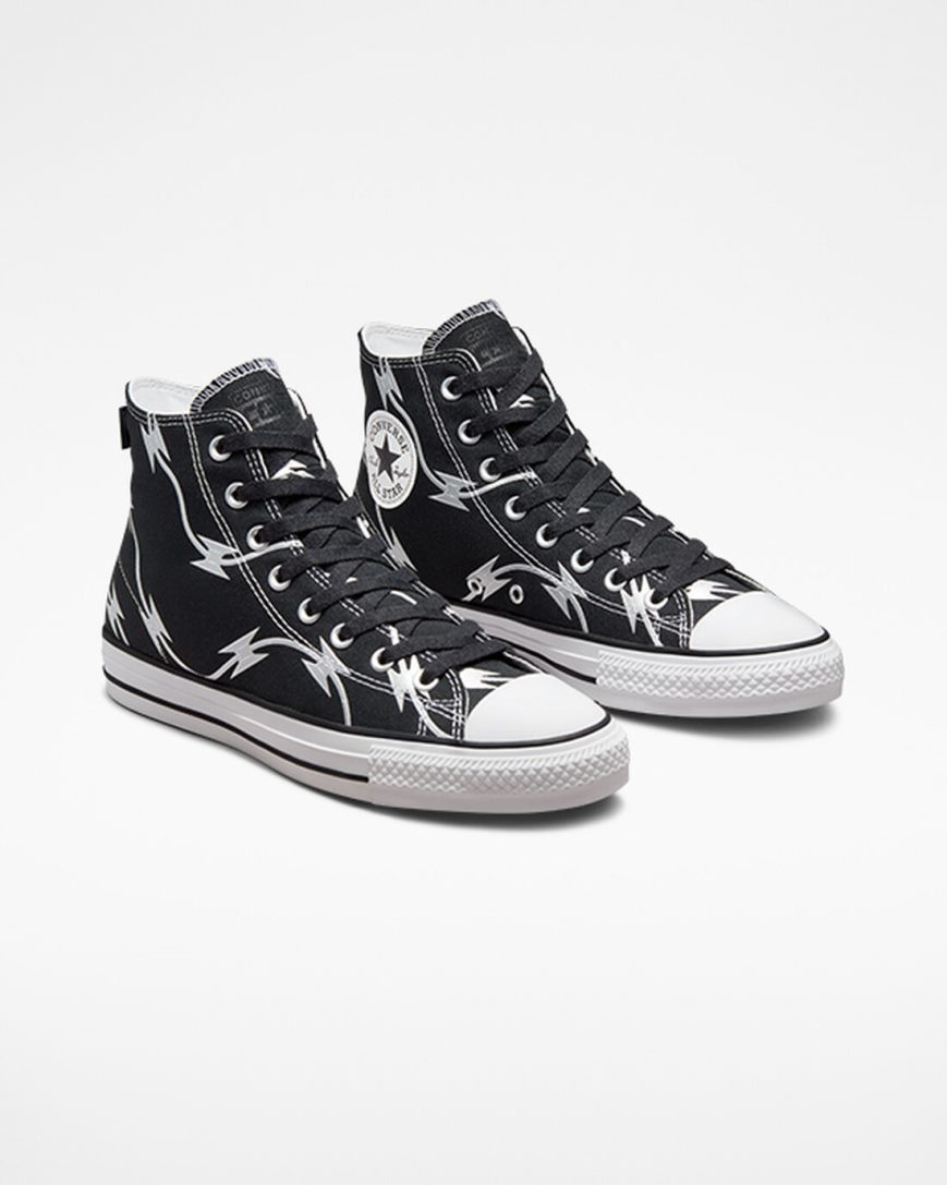 Skate Topanky Converse CONS Chuck Taylor All Star Pro Razor Wire Damske Čierne Strieborne Biele | SK YXHSD8